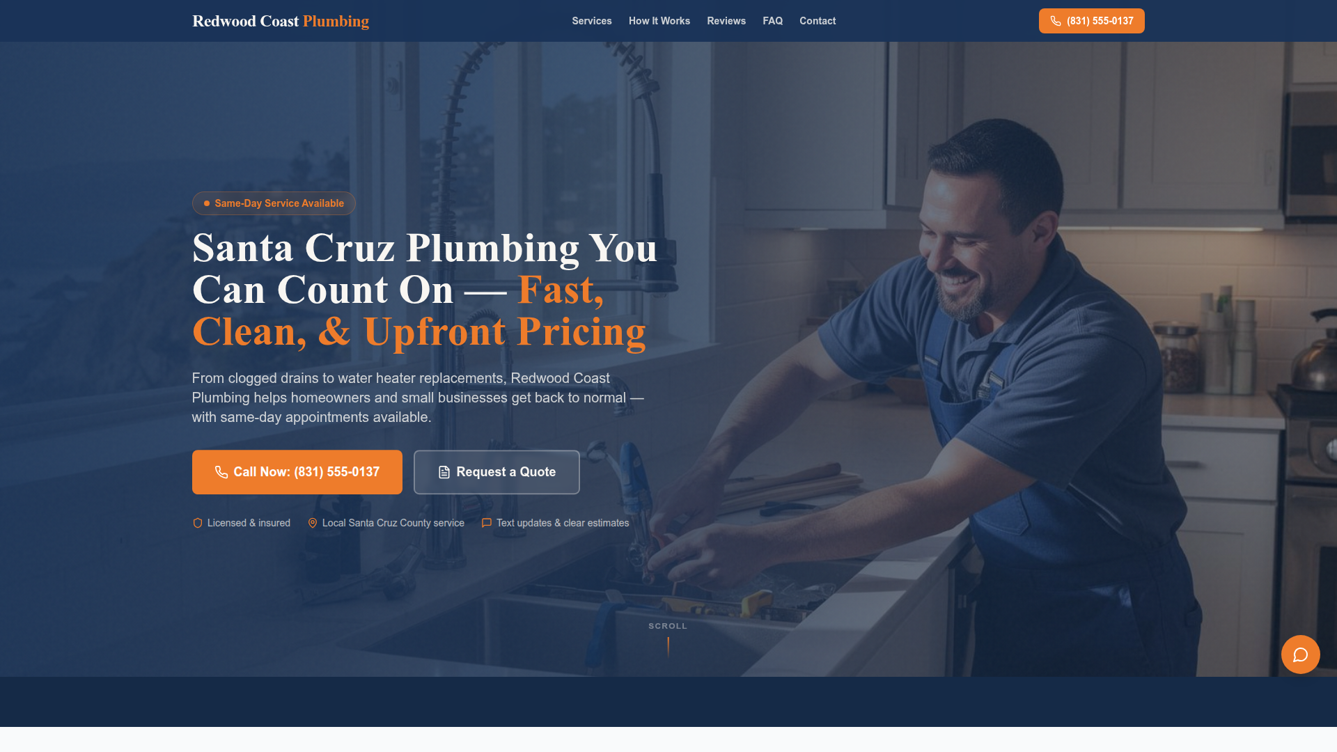 Redwood Coast Plumbing website preview